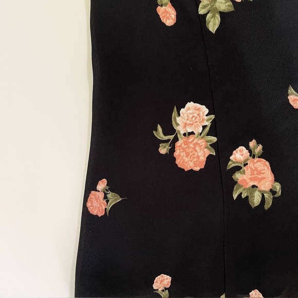 Reformation Diana Dress Floral Off Shoulder Mini Dress Black Pink 0 Petite - Picture 14 of 16